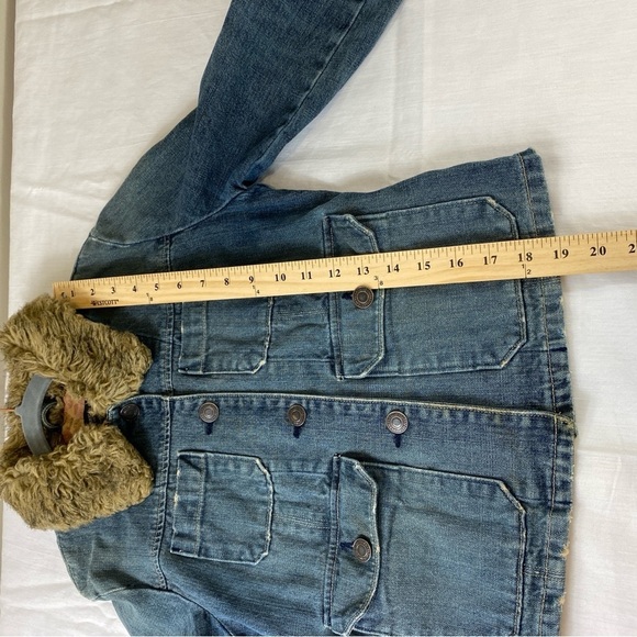 American Eagle‎ Outfitters Women's Penny Lane Jean Jacket Faux Fur Collar Sz XS - Picture 9 of 11